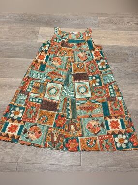 VTG 60s 70s Alice of California Fish Novelty Print Mod Shift Dress XL